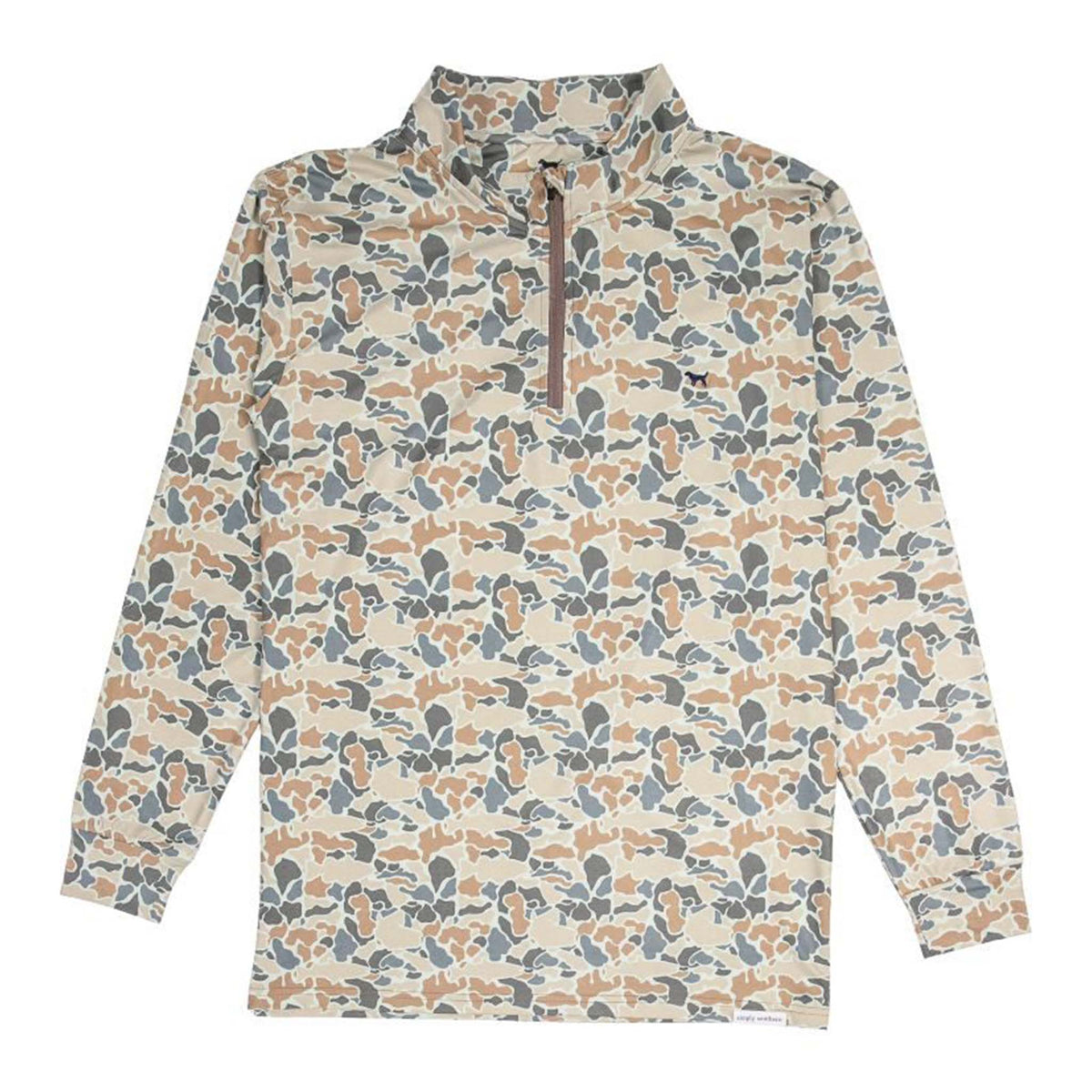 Flat lay of simply southern Men's Camo Quarter Zip Pullover