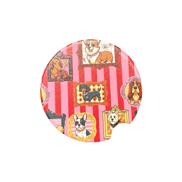 Vintage Dog Gallery Car Coaster