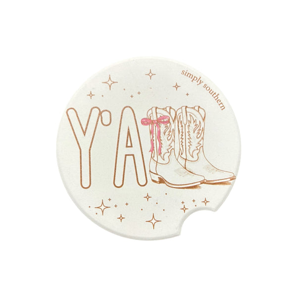 Y'all Cowboy Boots Car Coaster