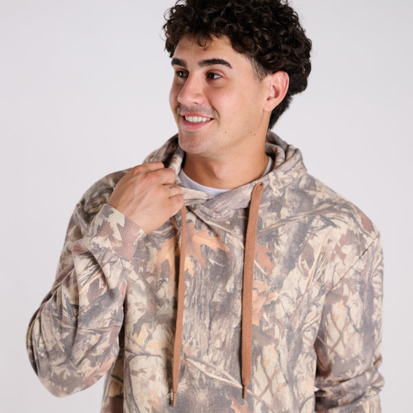 Men's Camo Waffle Knit Thermal Hoodie