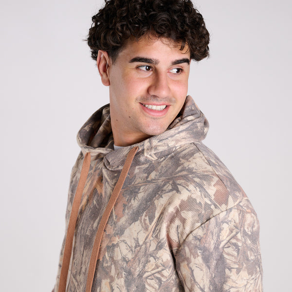 Men's Camo Waffle Knit Thermal Hoodie