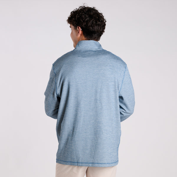 Heather Quarter Zip Pullover in Denim