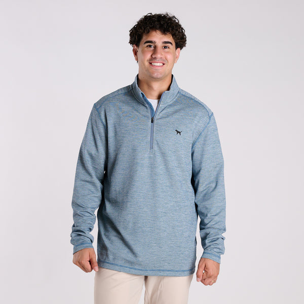 Heather Quarter Zip Pullover in Denim