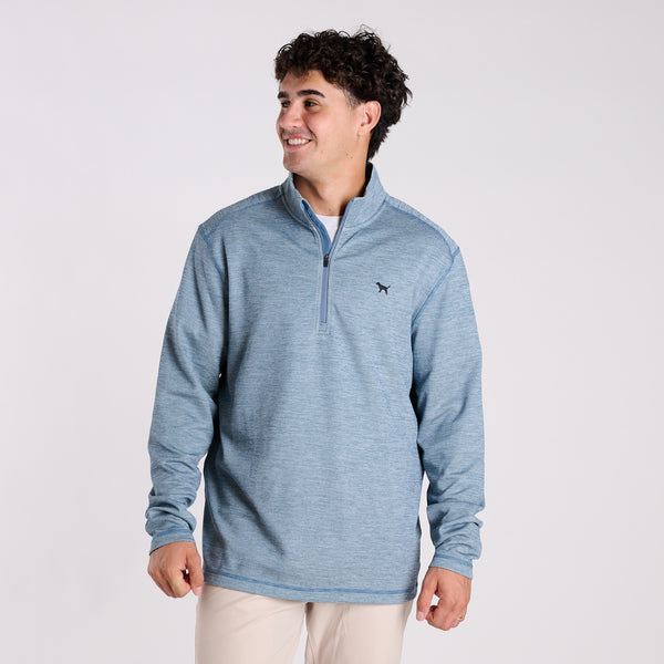 Heather Quarter Zip Pullover in Denim
