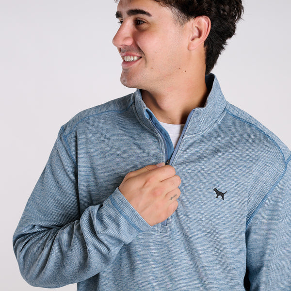 Heather Quarter Zip Pullover in Denim