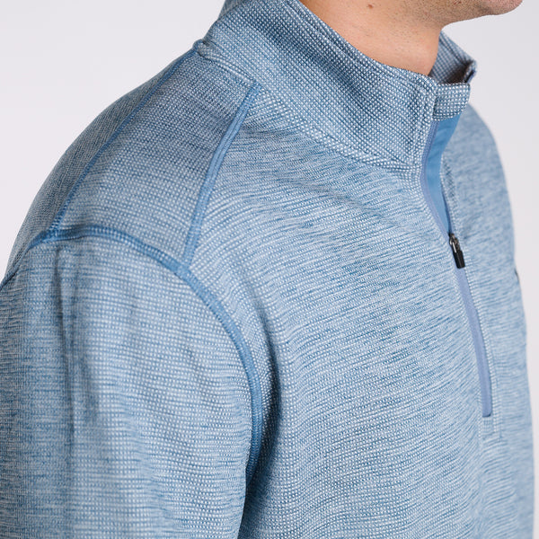 Heather Quarter Zip Pullover in Denim