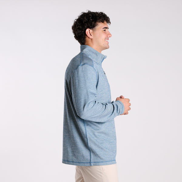 Heather Quarter Zip Pullover in Denim