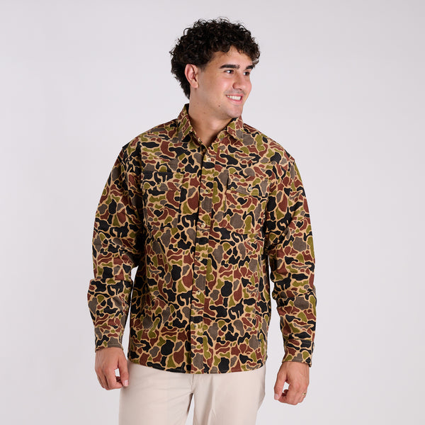 Western Prep Corduroy Flannel in Dark Camo