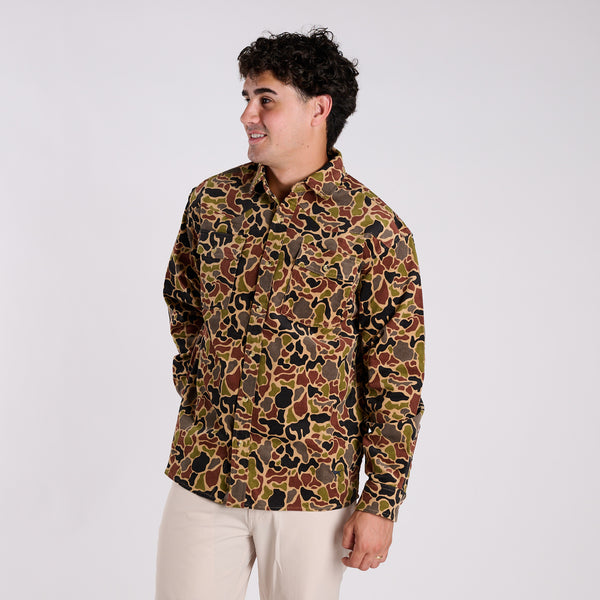 Western Prep Corduroy Flannel in Dark Camo