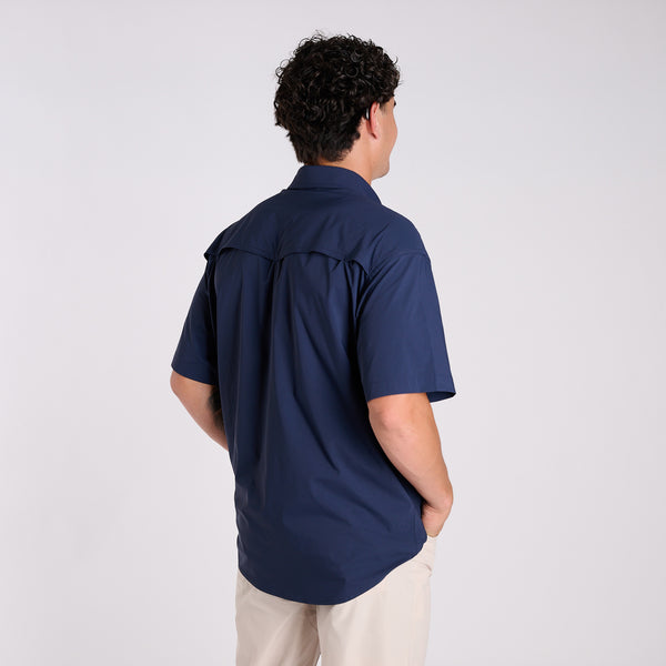 Top Dry Short Sleeve Button Down Shirt in Navy