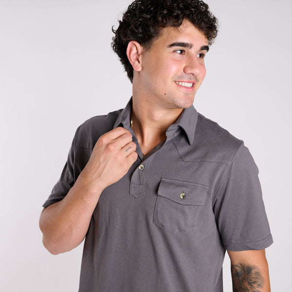 Men's Western Polo in Gray