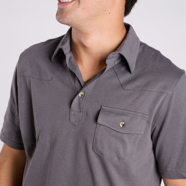 Men's Western Polo in Gray