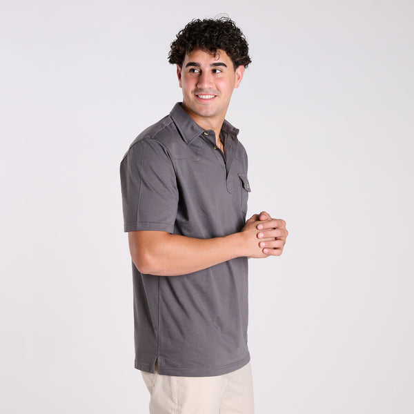Men's Western Polo in Gray