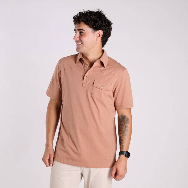 Men's Western Polo in Mocha