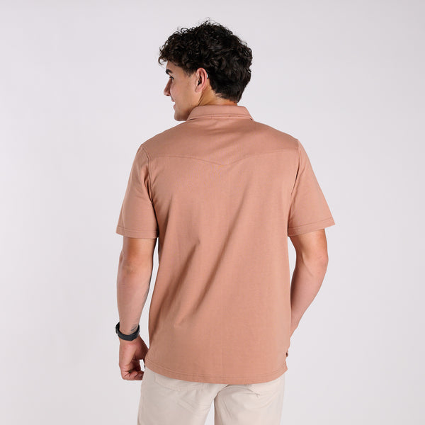 Men's Western Polo in Mocha