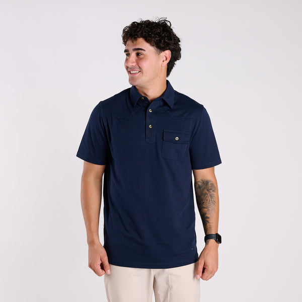 Men's Western Polo in Navy