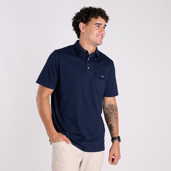 Men's Western Polo in Navy