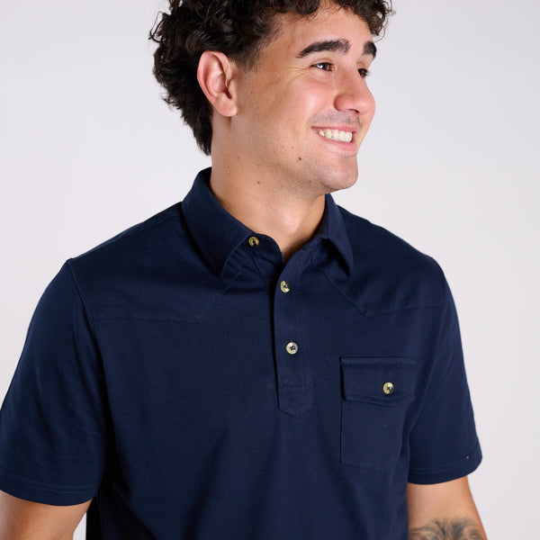 Men's Western Polo in Navy
