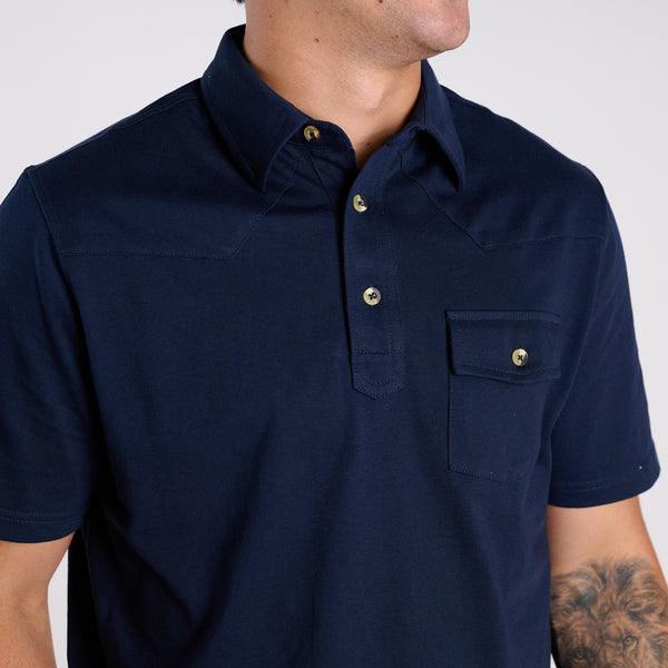 Men's Western Polo in Navy