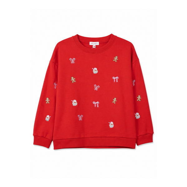 Youth Holiday Icons Embroidered Crewneck Sweatshirt