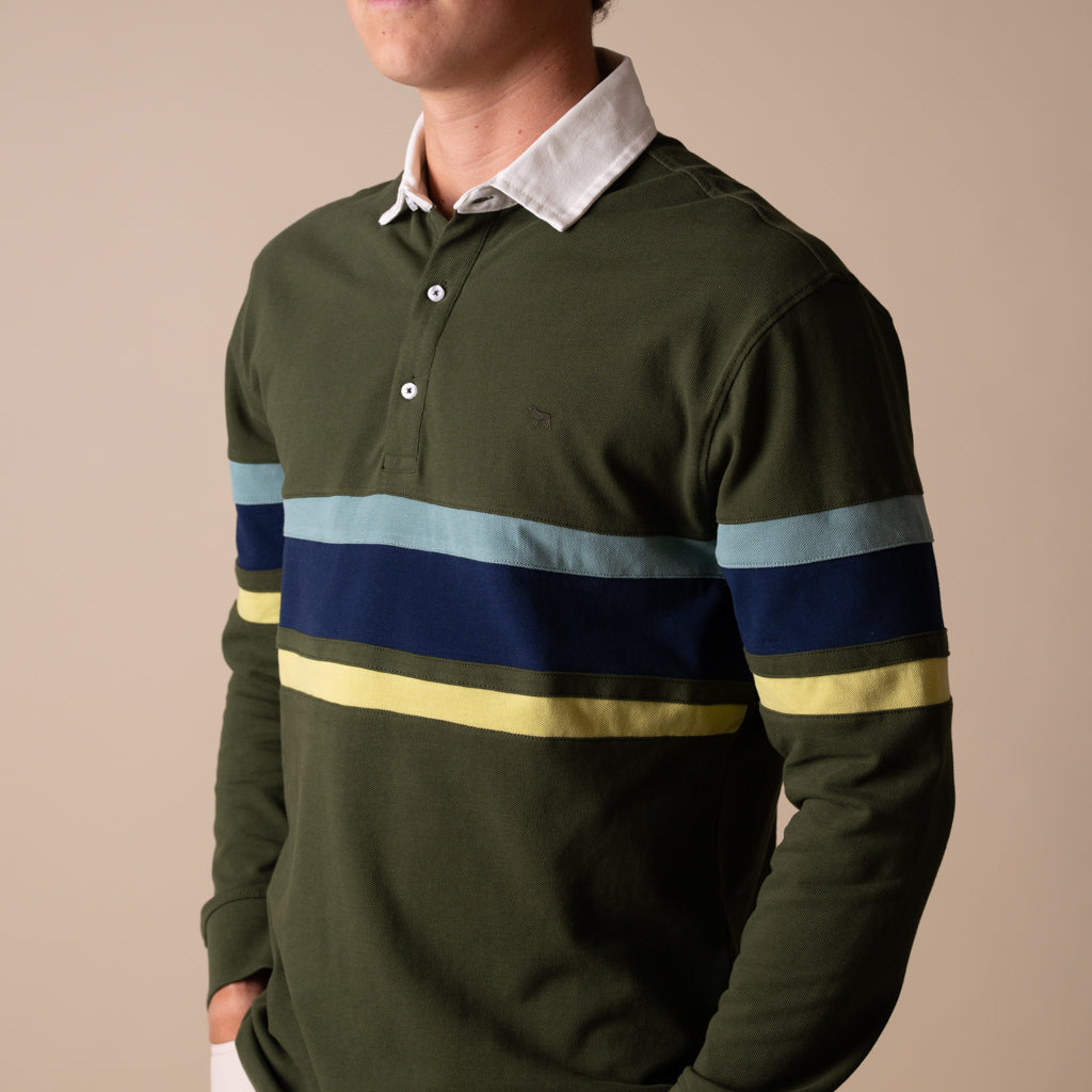 Men's Rugby Long Sleeve Polo Green