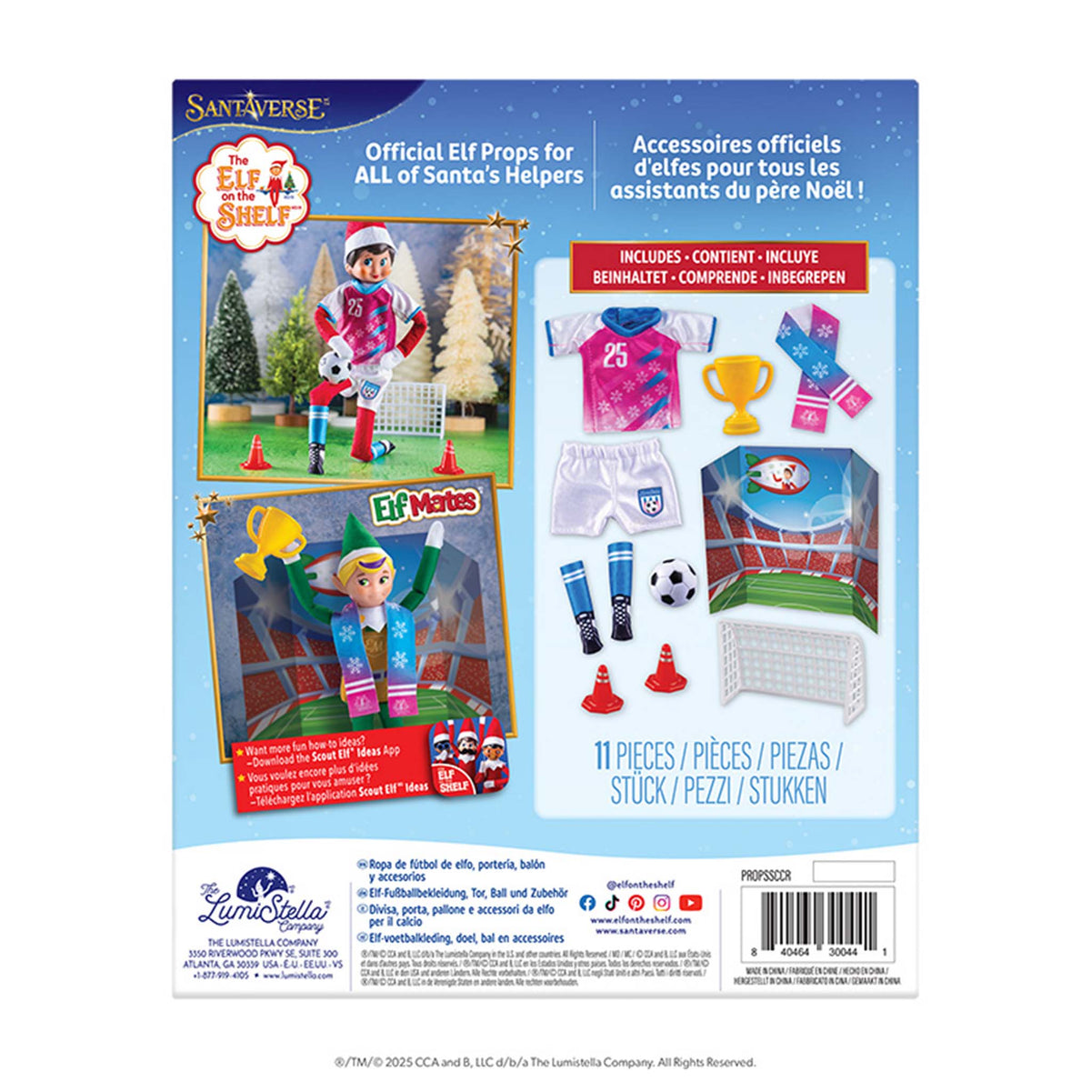 Package of 'Elf on the Shelf' official elf props for all Santa's helpers with illustrations and text.