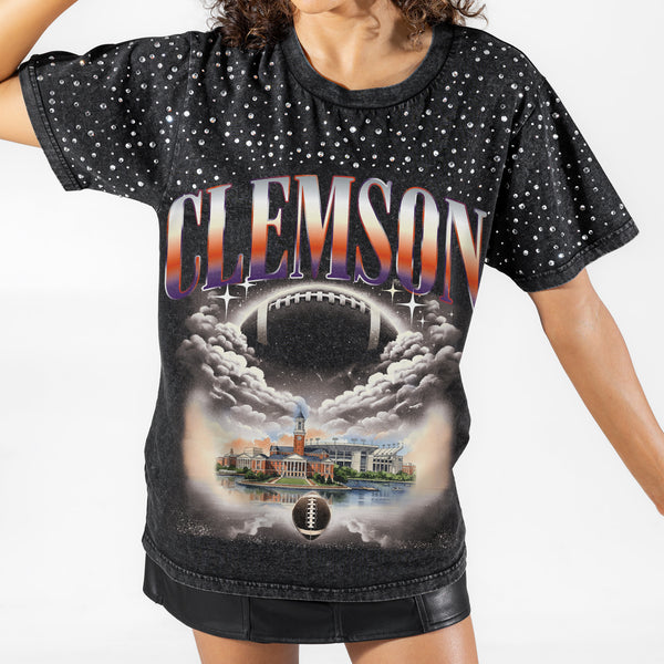 Clemson Tigers Starry Shoulders Short Sleeve T-Shirt