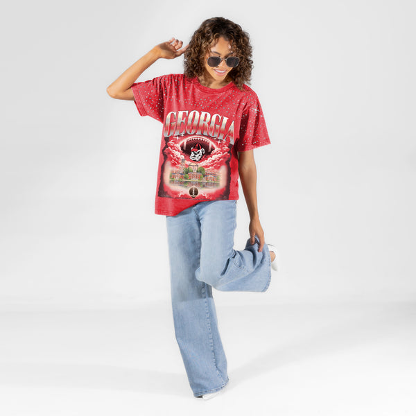 Georgia Bulldogs Starry Shoulders Short Sleeve T-Shirt