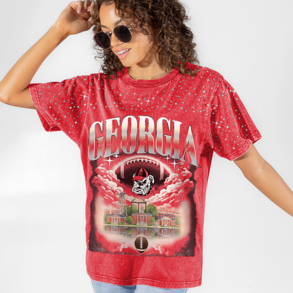 Georgia Bulldogs Starry Shoulders Short Sleeve T-Shirt