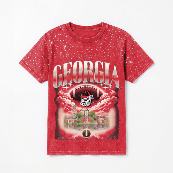 Georgia Bulldogs Starry Shoulders Short Sleeve T-Shirt
