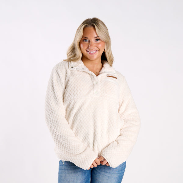 Simply Soft Fleece Snap Pullover in Ivory
