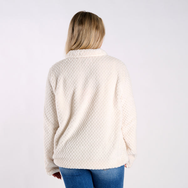 Simply Soft Fleece Snap Pullover in Ivory