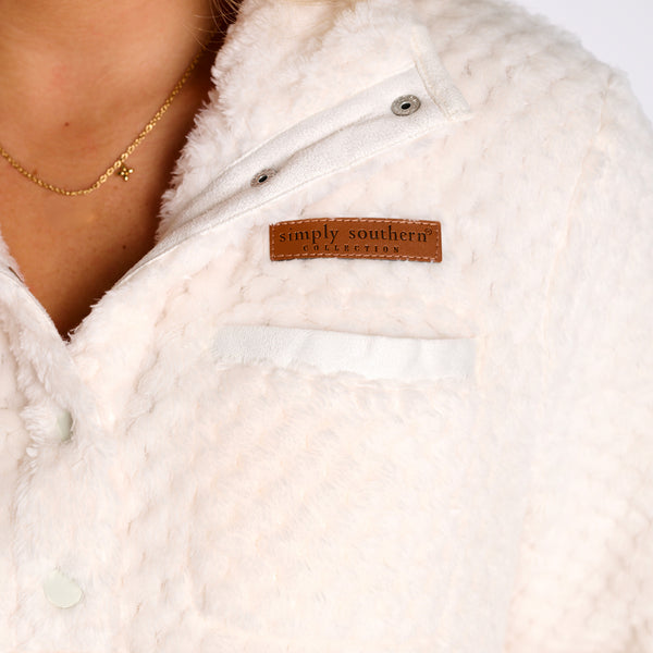 Simply Soft Fleece Snap Pullover in Ivory