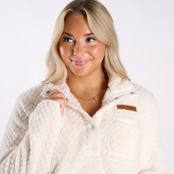 Simply Soft Fleece Snap Pullover in Ivory