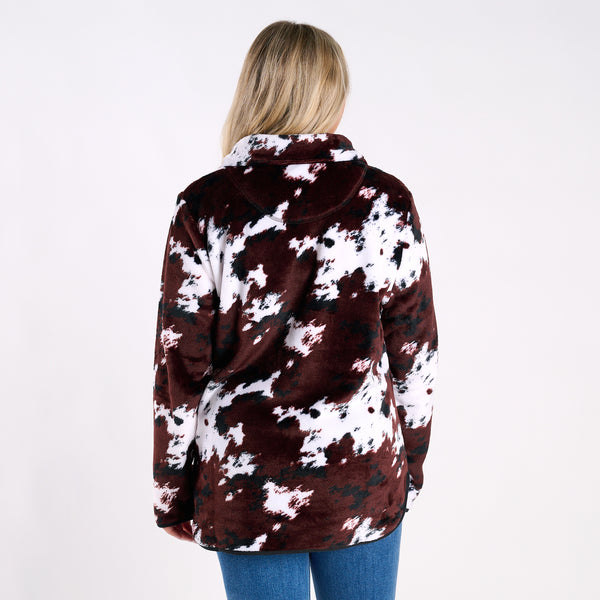 Cow Print Fleece Pullover