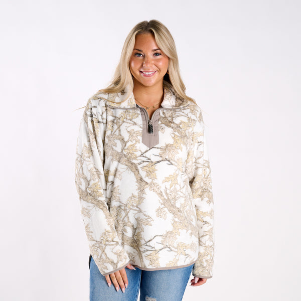 Woodland Camo Fleece Quarter-Zip Pullover