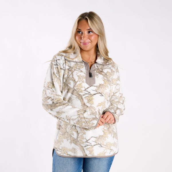 Woodland Camo Fleece Quarter-Zip Pullover