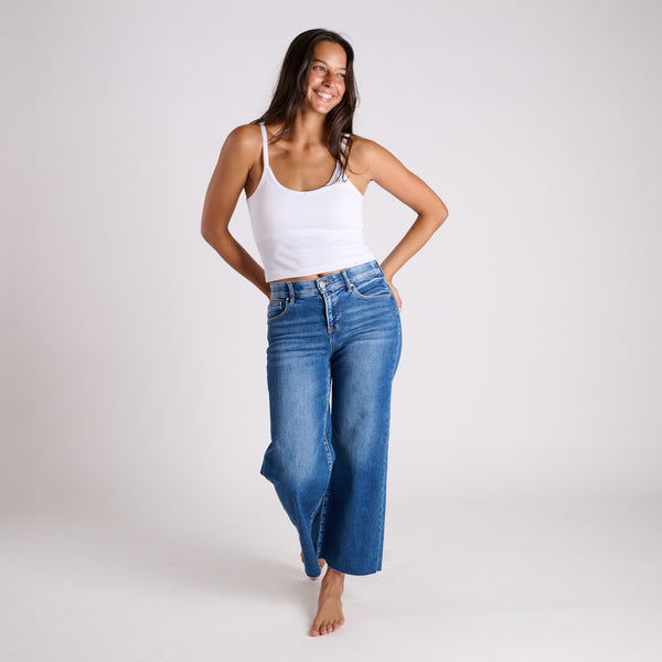 Mid Rise Crop Wide Jeans