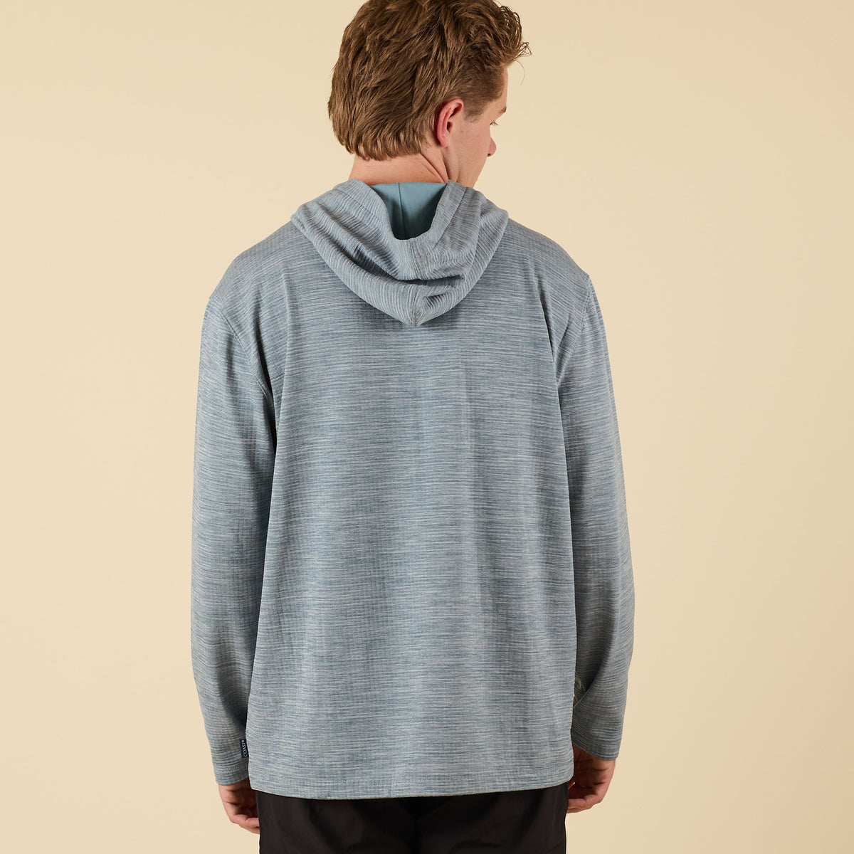 Front view of Coast Apparel Lightweight Performance Quarter Zip Hoodie in yachtsman blue