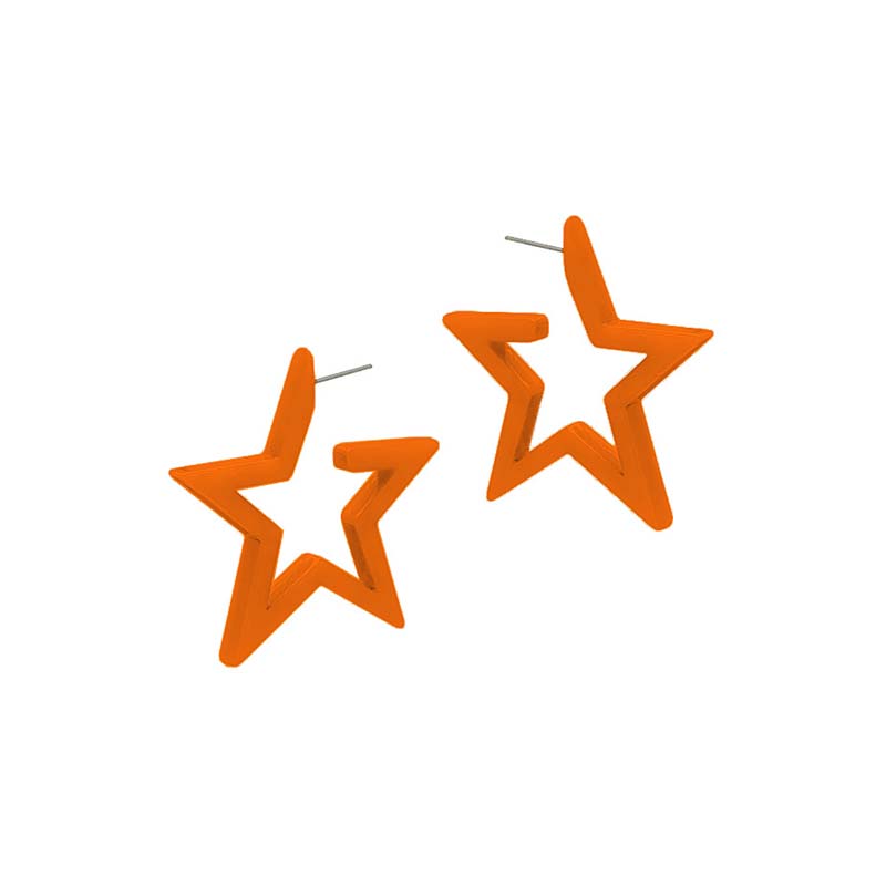 Star Hoop Earrings in Orange