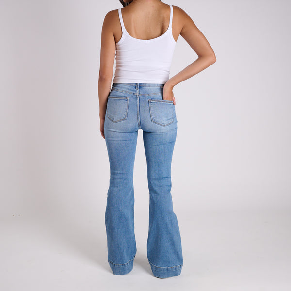 High Rise Flare Medium Wash Jeans