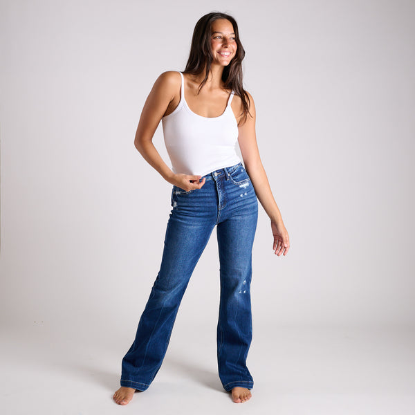 High Rise Straight Dark Wash Jeans