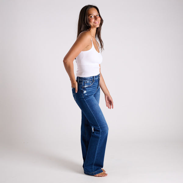High Rise Straight Dark Wash Jeans
