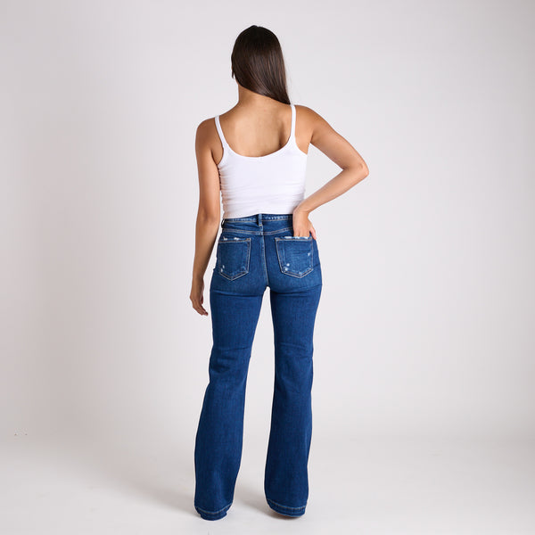 High Rise Straight Dark Wash Jeans