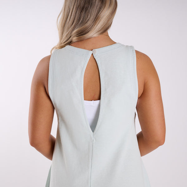 Washed Two Pocket Romper in Mist
