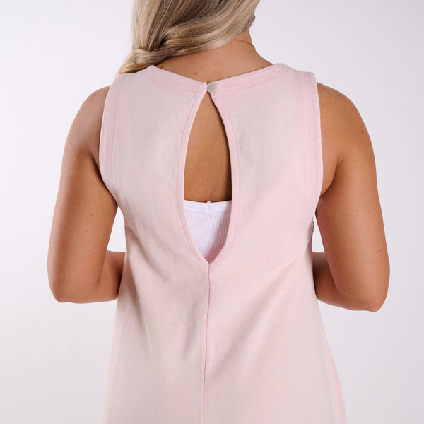Washed Two Pocket Romper in Rose