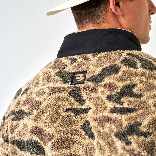 Burlebo Men's Sherpa Quarter Zip Pullover in Rocky Mountain Camo