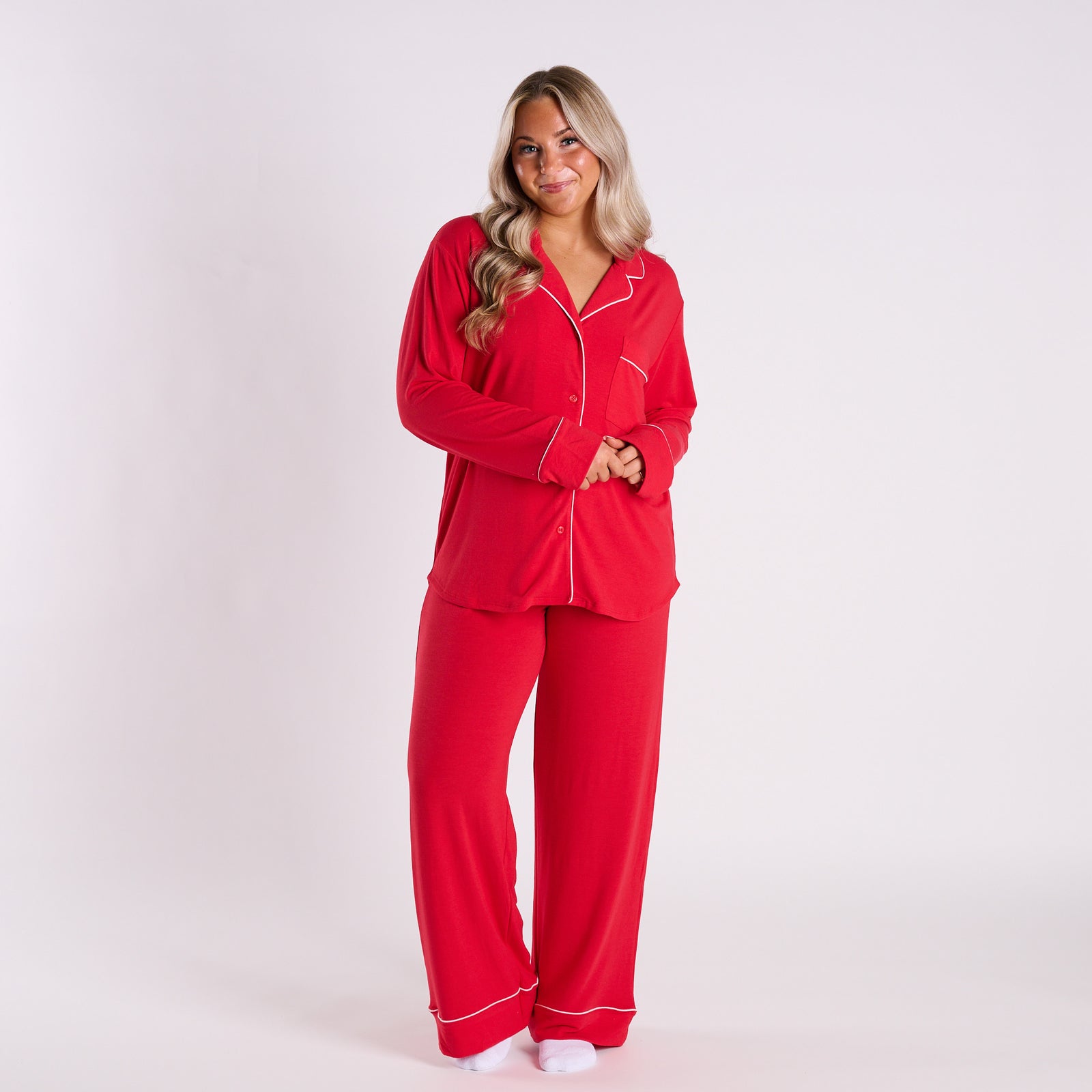 Long Sleeve Solid Pajama Set