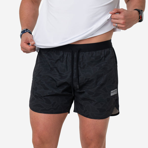 5 Inch Training Shorts in Black Camo