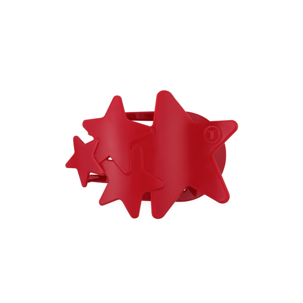 Medium Flat Shooting Stars Hair Clip in Red